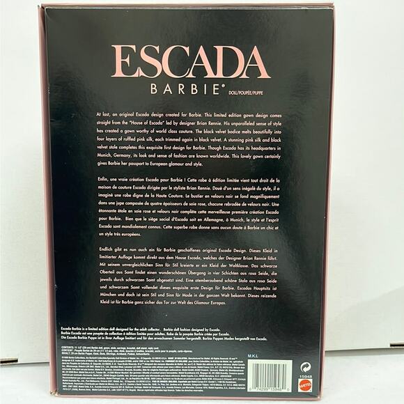 Mattel 1996 Escada Barbie Limited Edition Doll #15948 Designer Series - Picture 5 of 8